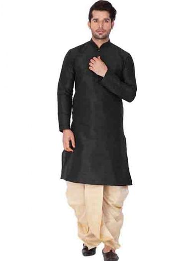 Cotton Silk Party Wear Dhoti Kurta In Black Colour - KP4350145