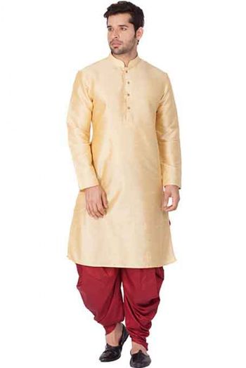 Cotton Silk Party Wear Dhoti Kurta In Gold Colour - KP4350171