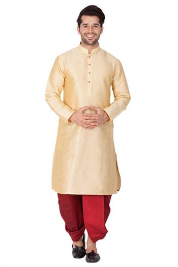 Cotton Silk Party Wear Dhoti Kurta In Gold Colour - KP4350172