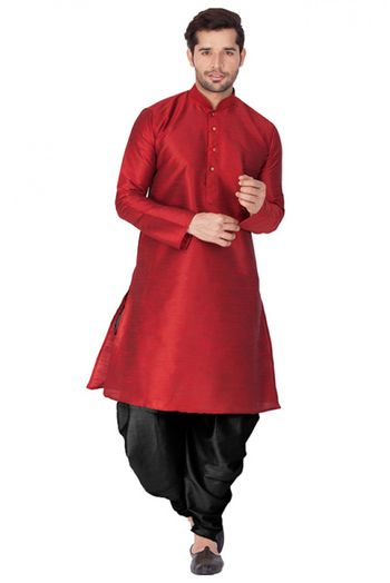 Cotton Silk Party Wear Dhoti Kurta In Maroon Colour - KP4350194