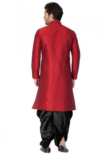 Cotton Silk Party Wear Dhoti Kurta In Maroon Colour - KP4350196