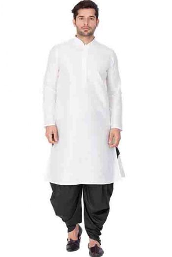 Cotton Silk Party Wear Dhoti Kurta In White Colour - KP4350254