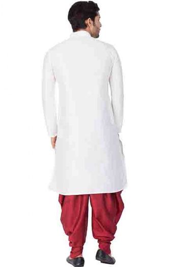 Cotton Silk Party Wear Dhoti Kurta In White Colour - KP4350255