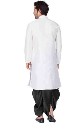 Cotton Silk Party Wear Dhoti Kurta In White Colour - KP4350256