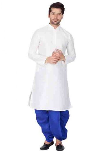 Cotton Silk Party Wear Dhoti Kurta In White Colour - KP4350257