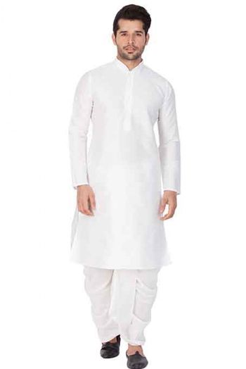 Cotton Silk Party Wear Dhoti Kurta In White Colour - KP4350259