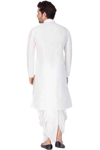 Cotton Silk Party Wear Dhoti Kurta In White Colour - KP4350259