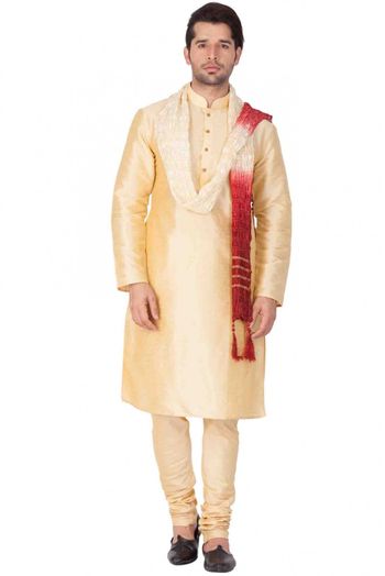 Cotton Silk Party Wear Kurta Pajama In Gold Colour - KP4350174