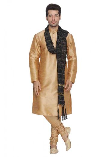 Cotton Silk Party Wear Kurta Pajama In Gold Colour - KP4350239