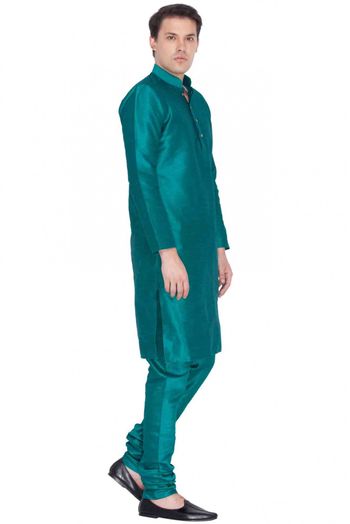 Cotton Silk Party Wear Kurta Pajama In Green Colour - KP4350165