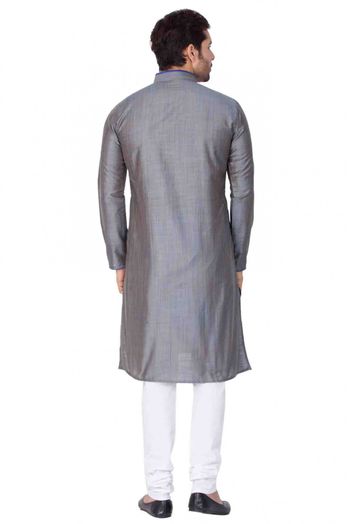 Cotton Silk Party Wear Kurta Pajama In Grey Colour - KP4350114