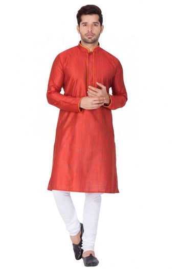 Cotton Silk Party Wear Kurta Pajama In Maroon Colour - KP4350116