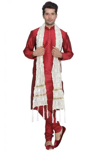 Cotton Silk Party Wear Kurta Pajama In Maroon Colour - KP4350202