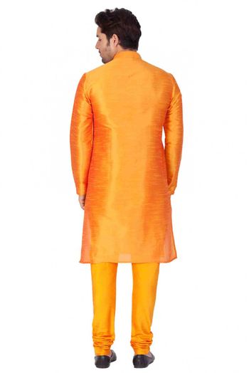 Cotton Silk Party Wear Kurta Pajama In Orange Colour - KP4350220