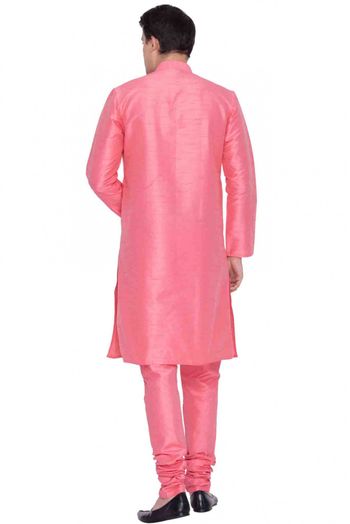 Cotton Silk Party Wear Kurta Pajama In Pink Colour
