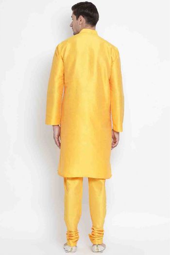 Cotton Silk Party Wear Kurta Pajama In Yellow Colour - KP4350360