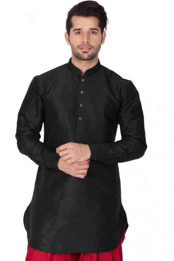 Cotton Silk Party Wear Only Kurta In Black Colour - KP4350286