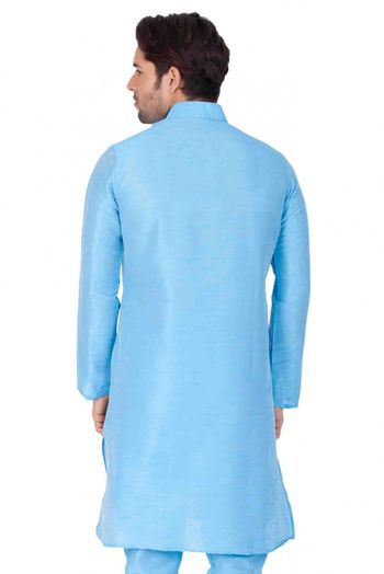 Cotton Silk Party Wear Only Kurta In Blue Colour - KP4350138