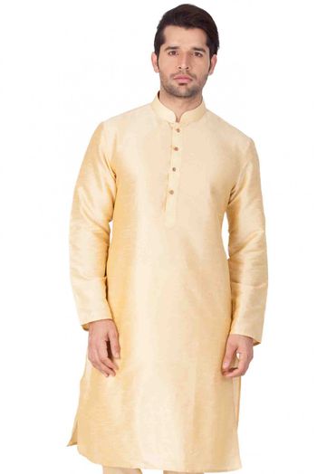 Cotton Silk Party Wear Only Kurta In Gold Colour - KP4350170