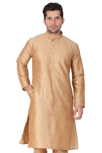 Cotton Silk Party Wear Only Kurta In Gold Colour - KP4350236