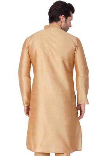 Cotton Silk Party Wear Only Kurta In Gold Colour - KP4350236