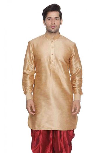 Cotton Silk Party Wear Only Kurta In Gold Colour - KP4350290