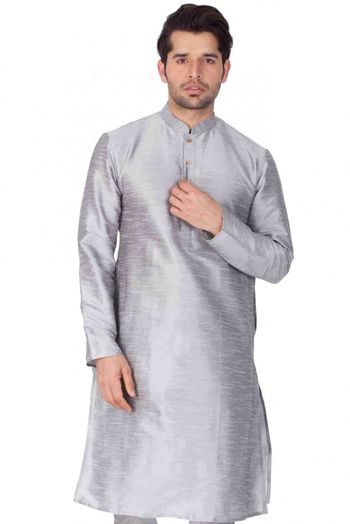 Cotton Silk Party Wear Only Kurta In Grey Colour - KP4350184