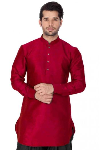 Cotton Silk Party Wear Only Kurta In Maroon Colour - KP4350288