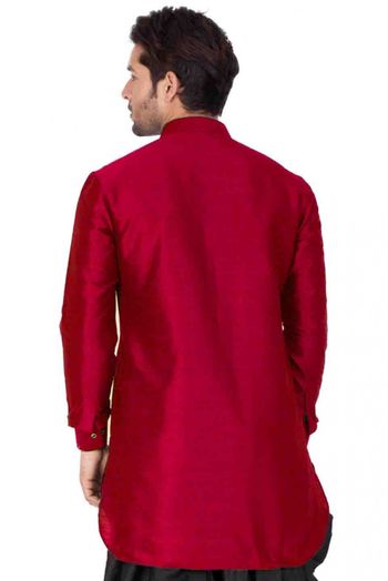 Cotton Silk Party Wear Only Kurta In Maroon Colour - KP4350288