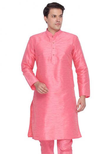 Cotton Silk Party Wear Only Kurta In Pink Colour