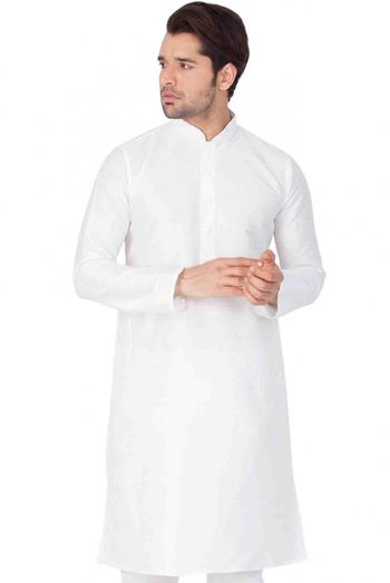 Cotton Silk Party Wear Only Kurta In White Colour