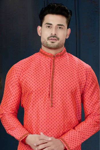 Dupioni Party Wear Kurta Pajama In Red Colour - KP4120131