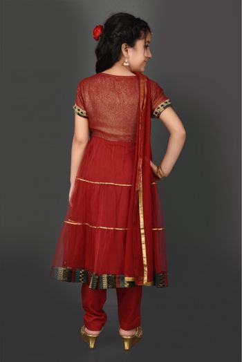 Georgette Embroidery Anarkali Suit In Maroon Colour - GK2710451