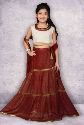 Georgette Embroidery Lehenga Choli In Maroon Colour