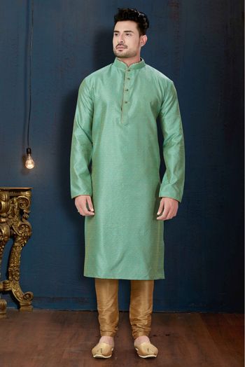 Jacquard Party Wear Kurta Pajama In Green Colour - KP4120133