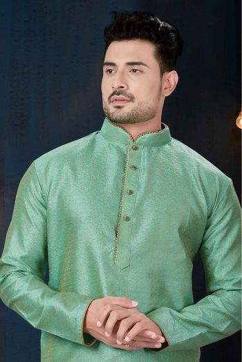 Jacquard Party Wear Kurta Pajama In Green Colour - KP4120133