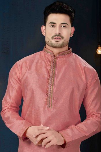 Jacquard Party Wear Kurta Pajama In Pink Colour - KP4120139