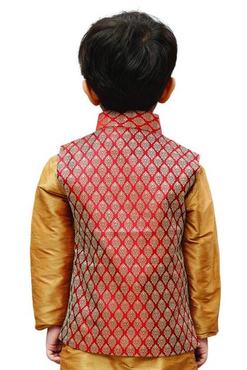 Silk Blend Party Wear Jacket In Maroon Colour