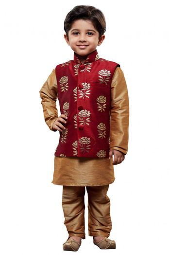 Boys Tomato Red Floral Indo-western Kurta Pajama Suit #41391 | Buy Kids  Dhoti Kurta Online