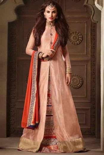 Silk and Net Lehenga Suit In Pink Colour