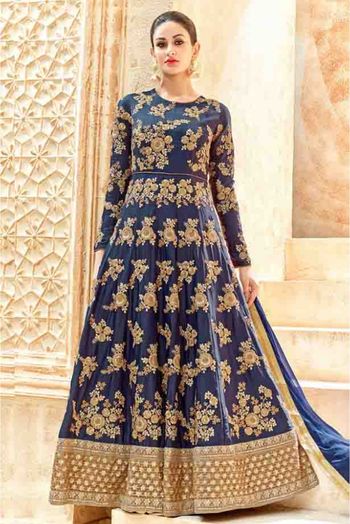 Swiss Anarkali Suit In Blue Colour