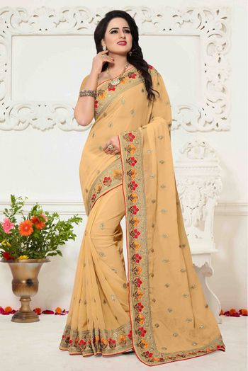 Georgette Saree In Yellow Colour - SR1540913