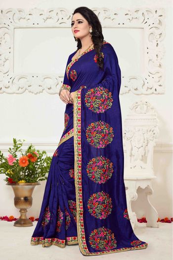 Silk Saree In Blue Colour - SR1540914