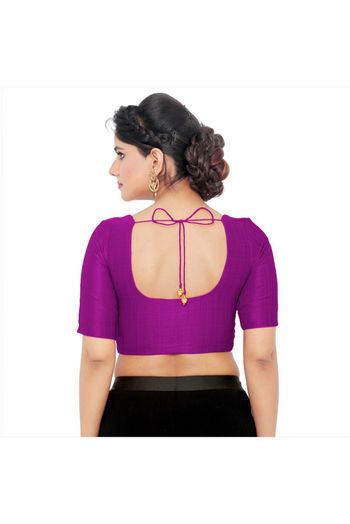 Art Silk Front Open Padded Blouse In Magenta Colour
