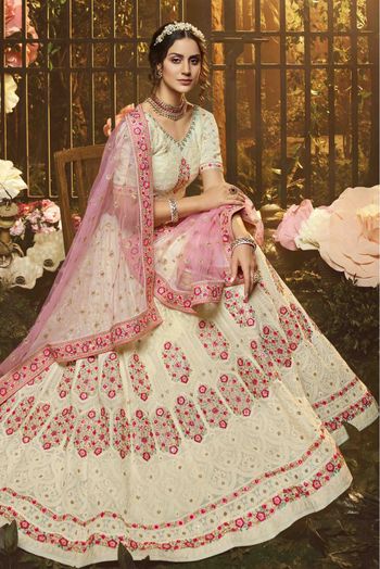 Georgette Embroidery Lehenga Choli In White Colour - LD4900204