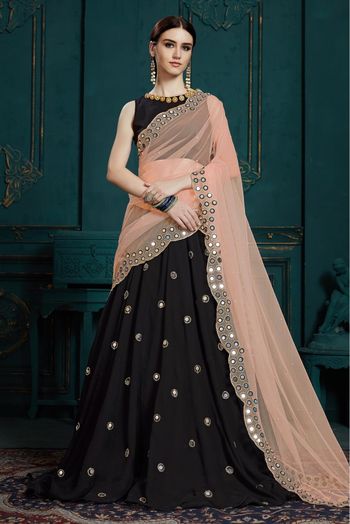 Georgette Sequins Work Lehenga Choli In Black Colour - LD4900091