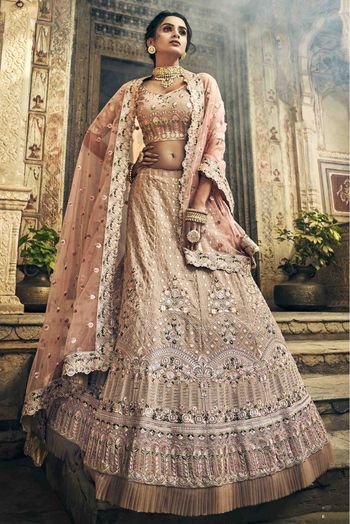 Light Brown Brocade Lehenga Set - ARCHANA KOCHHAR - 4109726