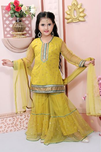 Yellow Georgette Sharara Suit