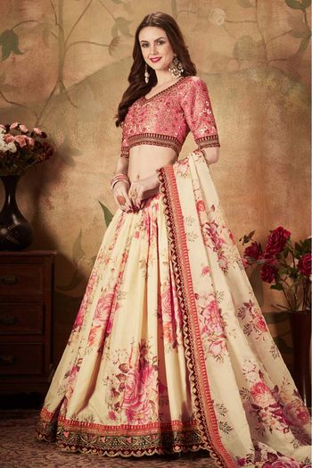 Organza Lehenga Choli In Cream Colour