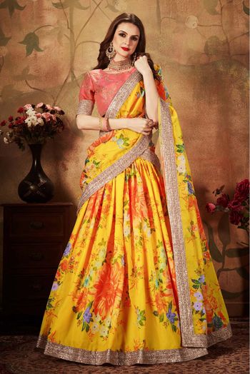 Yellow Organza Party Wear Lehenga Choli 235949